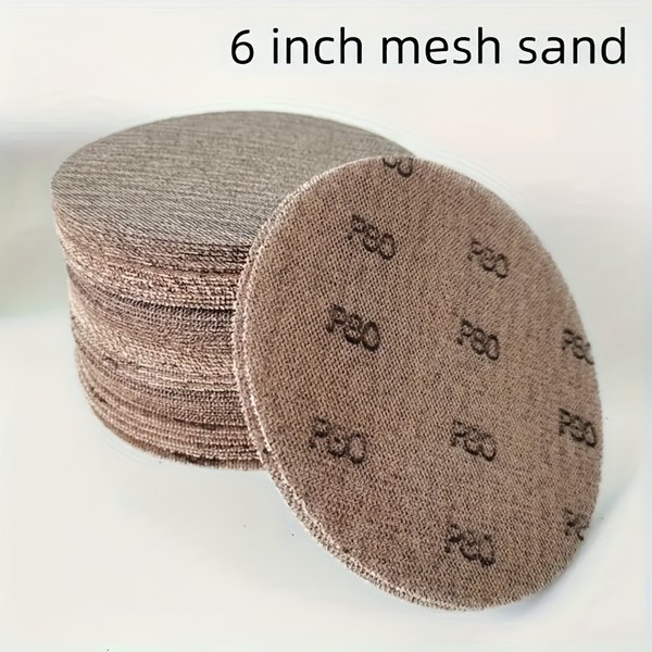Boîte de ponçage à sec en maille de 6 pouces (150 mm), tampon de ponçage rond auto-adhésif floqué pour mastic de chaux atomique