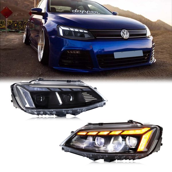 LED-Scheinwerfer für VW Volkswagen Jetta 2011–2018 MK6 Start-up-Animation sequentielles Blinker vorne Lampen Montage