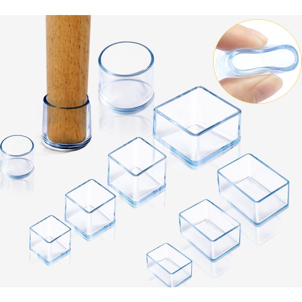 Protecteur de pieds de meubles, couvre-pieds transparent pour table et chaise, capuchon en silicone résistant à l'usure, réduction du bruit, protection du sol
