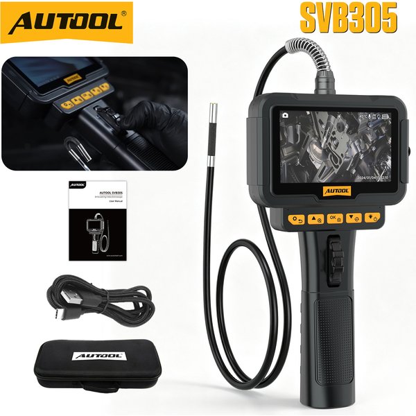 AUTOOL SVB305 Articulating Borescope 1080P HD 5MM Endoscope Camera USB Inspection Camera Tool For Car Engine Industrial Pipe