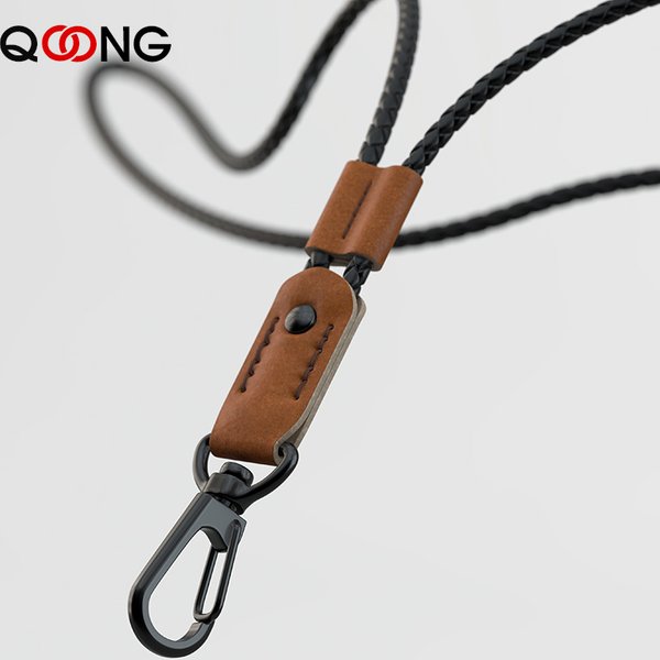 QOONG Luxus Schaffell Stricken Hängende Schlüsselanhänger Hals Handy Seil Schlüsselanhänger Reine Handarbeit Einstellbare Länge Schlüsselanhänger M11