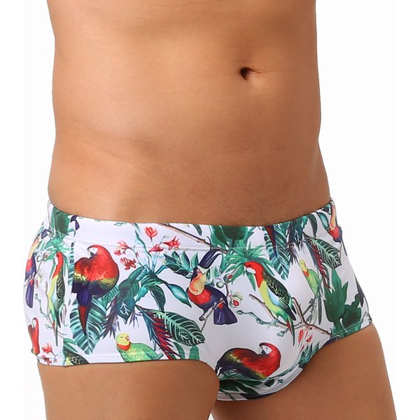 New Bathing Suit Pants Brand Man Swim Pants Printed Push-up Stretch Soft Sexy Beach Swimming Swimwear Male Drawstring Surfing