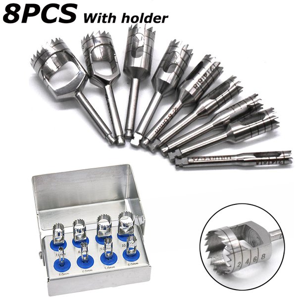 8-teiliges Dentalimplantat-Knochenbohrer-Set mit Desinfektionshalter für Handstück-Bohrungen und Orthopädie-Verfahren