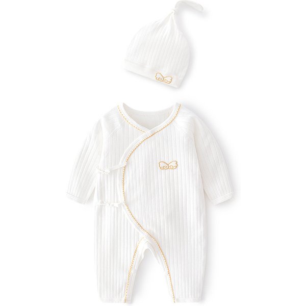 Lawadka 0-6M Frühling Baby Mädchen Jungen Strampler Hut Baumwolle Weiße Kleidung Für Mädchen Mode Infant Overall Neugeborene Babys 0 bis 3M