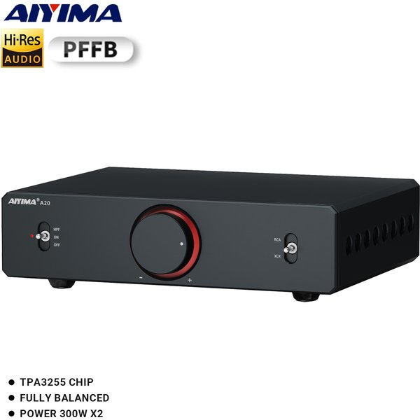 AIYIMA A20 PFFB Power Amplifier TPA3255 Hifi 300W X2 Stereo Power Amp With XLR/RCA Fully Balanced Input HPF High Pass Filter