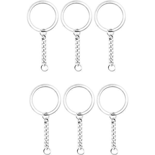 Porte-clés fendus avec chaîne, ensemble d'anneaux en métal, en acier inoxydable, avec anneau de saut ouvert et connecteur, 5 pièces