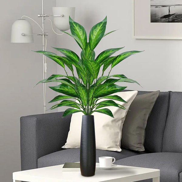 76 cm 26 Blätter Künstliche Pflanzen Gefälschte Magnolie Baum Zweig Kunststoff Banyan Blätter Grün Sansevieria Für Haus Garten Outdoor decor
