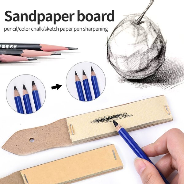 Planche de papier de verre pour croquis, crayon à charbon de bois, ensemble de papier de verre pour affûtage, fournitures de dessin artistique pour artistes