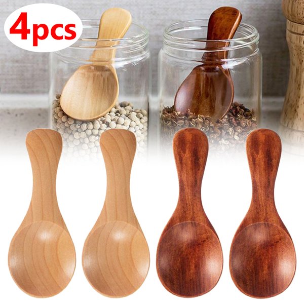 Mini cuillères en bois pour cuisine, cuillère à condiments pour épices, café, sucre, cuillères à café pour enfants, cuillères en bois à manche court, vaisselle pour la maison, 4/2/1 pièces