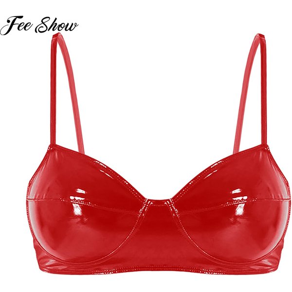 Frauen Wet Look Patent Leder Bh Sexy Draht-freies Keine Pad Büstenhalter Top Rave Bar Nachtclub Pole Dance Kostüm clubwear Nachtwäsche