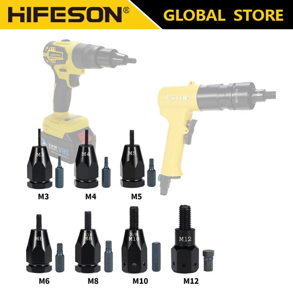 M3-M12 3/16 1/4 5/16 3/8 pistolet à écrou à rivets pneumatique à Air pièce de tête à changement rapide pour pistolets à rivets accessoires d'outils