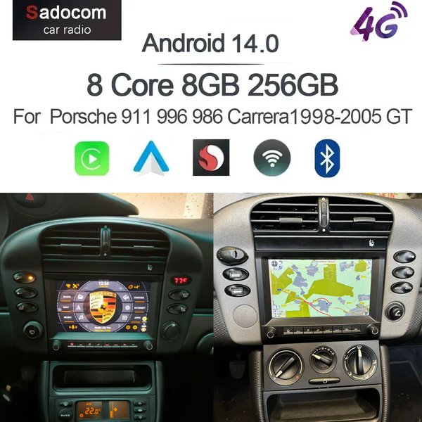 CarPlay 7' 2 DIN Android 14.0 Car Player 8 Core 8GB 256GB DSP Multimedia GPS Autoradio for Porsche 911 996 986 Cayman Boxster