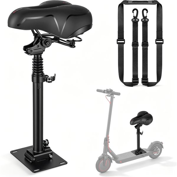 Klappbarer höhenverstellbarer Sitz für Segway Ninebot F3 E3 E3 Pro, 45-65cm stoßdämpfender Elektroroller-Sattel mit Schultergurt, Sitz