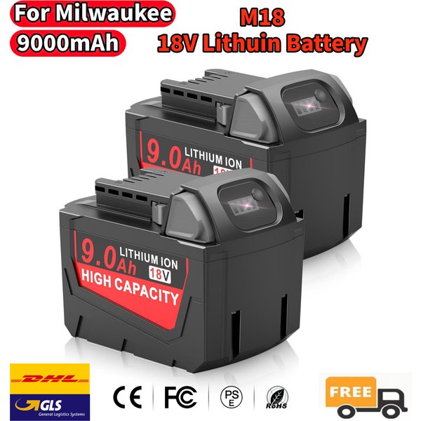 Für Milwaukee 18V Akku 9000mAh Wiederaufladbarer Lithium-Ionen-Akku für M18 48-11-1850 48-11-1860 2604-20 Serienwerkzeuge