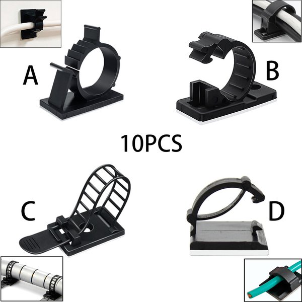 Organisateur de câbles sous le bureau, 10 pièces, enrouleur USB, Clips bien rangés, support de fil de gestion pour souris, casque, accessoires de cordon TV