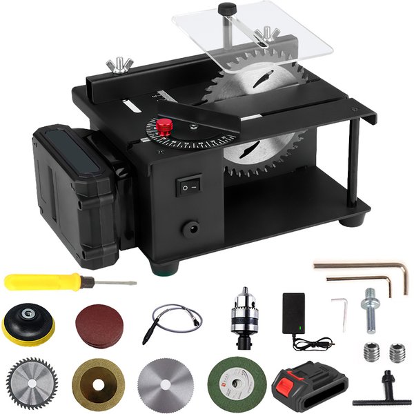 23000 U/min Mini-Tischkreissäge, Hochleistungs-Elektrotischkreissäge, kleine Schneidemaschine, 0-90 Grad Schnittwinkel, DIY-Modell Holzbearbeitungs-Tischkreissäge