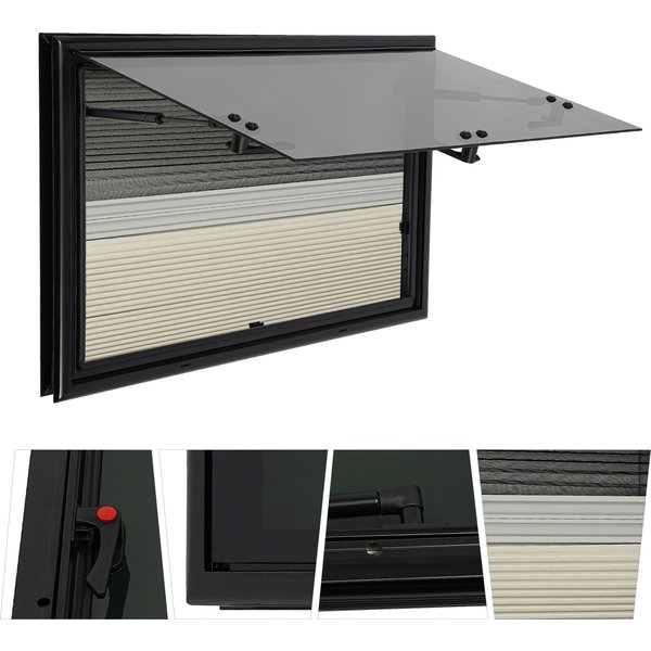 700x450mm Wohnmobil-Ausstellfenster mit atmungsaktivem Fliegengitter, Wohnmobil- und Caravan-Fenster, abgerundete Ecken/rechtwinklig