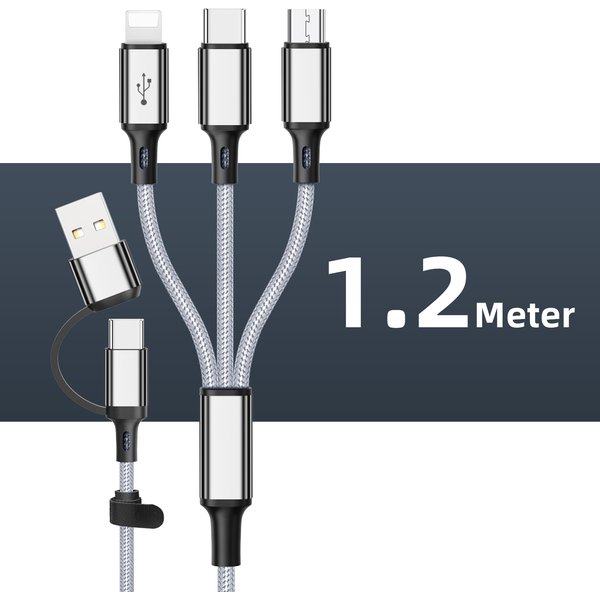 3-in-1-Ladekabel, Multi-USB-Anschluss, mehrere USB-Ladekabel, Typ C, Micro-Ladegerät, Handy-Kabel für iPhone 14, 13, 12, Huawei