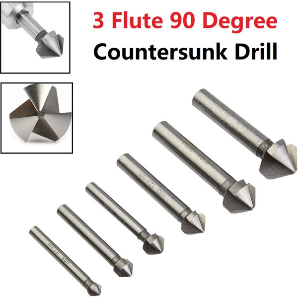 Foret à fraise à 3 cannelures, outils de chanfreinage à 90 degrés, coupe-chanfreinage, perçage de trous pour bois et métal, 6.3 à 20.5mm, 1 pièces