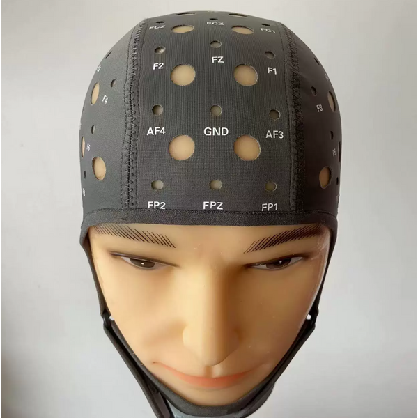 64-Kanal-Dünnschicht-EEG-Elektrodenkappe mit starker Elastizität, Gehirn-Elektroenzephalogramm-Elektrodenhut, 10-10-System für Neurofeedback