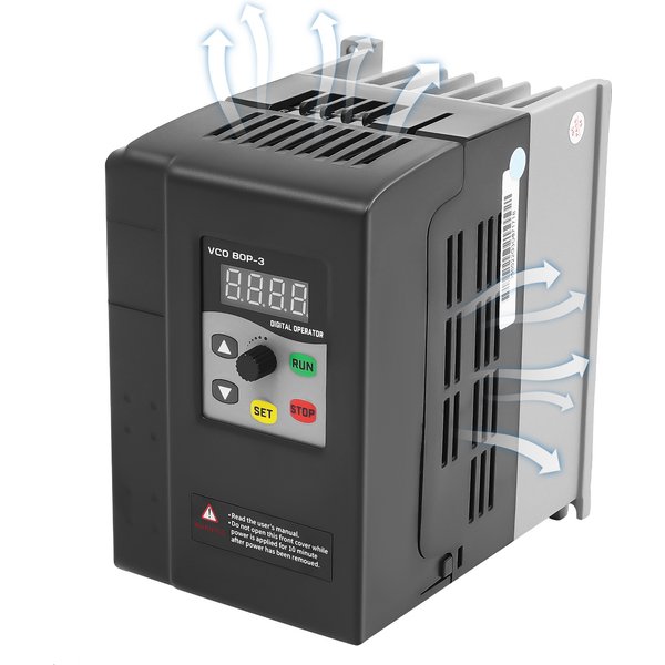 Variateur de fréquence triphasé, 2,2 kW 380 V, avec affichage numérique et télécommande, protection contre les surcharges, les surchauffes et les surtensions, boîtier ABS, pour le contrôle de la
