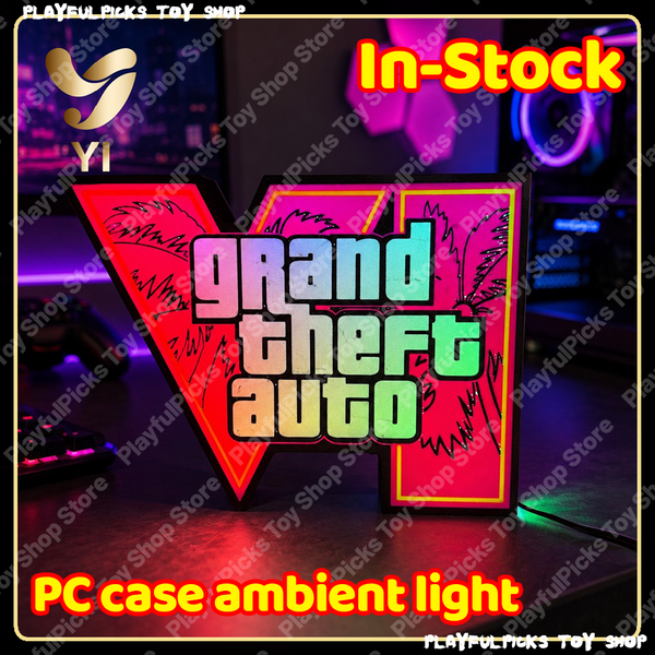 En stock : Lumière d'ambiance GTA 6 Horizon USB, décoration de bureau et de boîtier PC, ornement imprimé en 3D, lumière ARGB Faith, cadeau tendance.