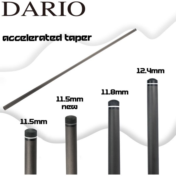 Fléchette de billard professionnelle DARIO en fibre de carbone à faible déflexion, avec pointe conique accélérée 11,5 mm/11,8 mm/12,4 mm