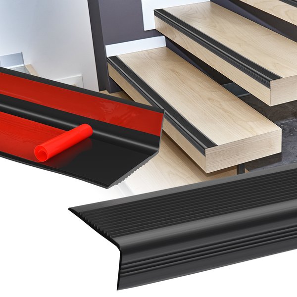 Profilé de marche auto-adhésif de 33 pieds, protection antidérapante en PVC pour escaliers, idéal pour personnes âgées et enfants, sécurité antidérapante