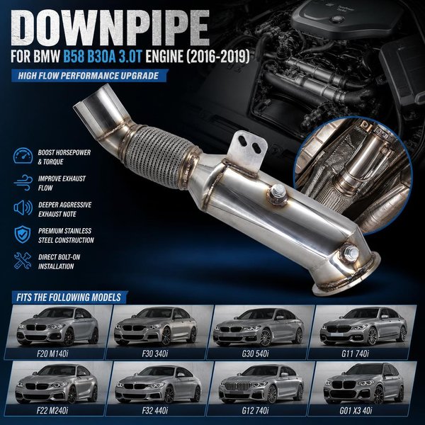 Downpipe für BMW B58 B30a 3.0t Motor (2016-2019) Passend für F20 F30 G30 340i 440i 540i 740i M140i M240i