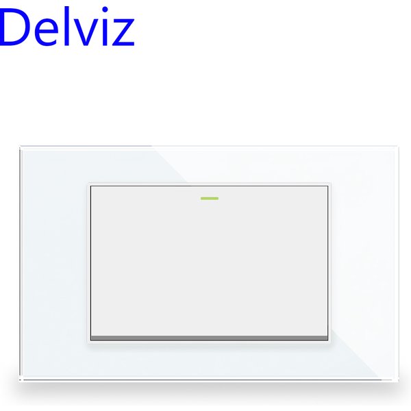Interrupteur mural Delviz 16A, panneau en verre trempé blanc/noir de 120 mm x 72 mm, AC 110V~250V, interrupteur à bouton-poussoir 1 gang 2 voies