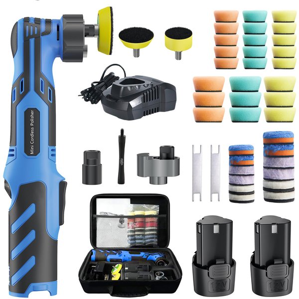 Kabelloser 12V Mini-Autopolierer, Detailing RO/DA, kabellose Autopoliermaschine, 1/1,5/2 Zoll, wiederaufladbares Pad-Set für Autowachs.