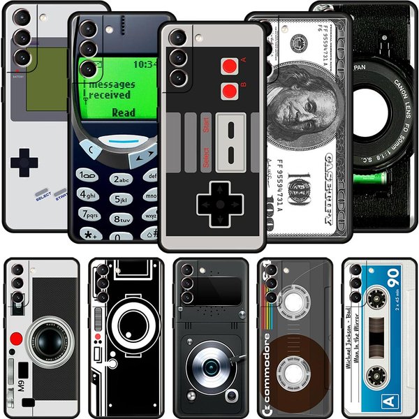 Vintage Tape Camera Gameboy Phone Case For Samsung Galaxy S21 Ultra S20 FE S22 5G S10 S8 S9 Plus Black Cover S24 S23 Plus Shell