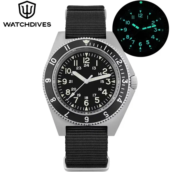 Watchdives WD1972 Quarzuhr VH31 Sweep Sekundenwerk Saphirglas BGW9 Leuchtende 20Bar wasserdichte Vintage Herrenuhren