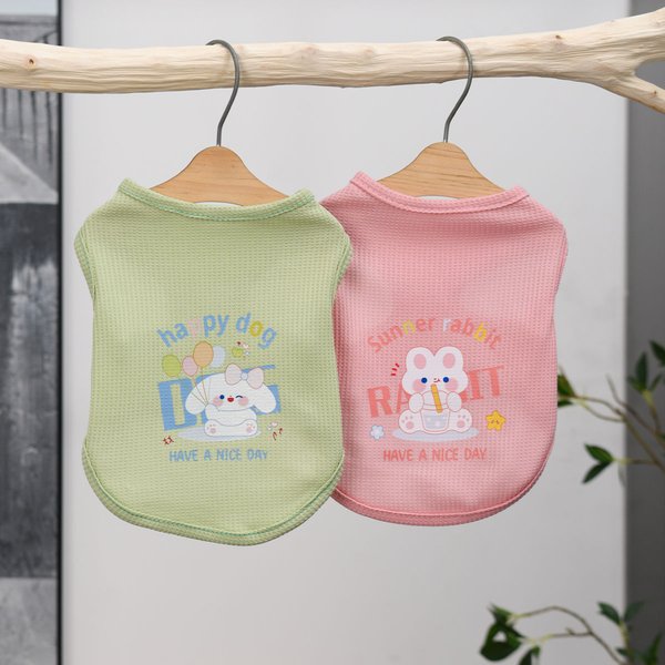 Haustier Kleidung Katze und Hund Kleidung Frühling und Herbst Hund Weste super niedlich und gut aussehend Waffel Cartoon Kleintier bedruckte Kleidung