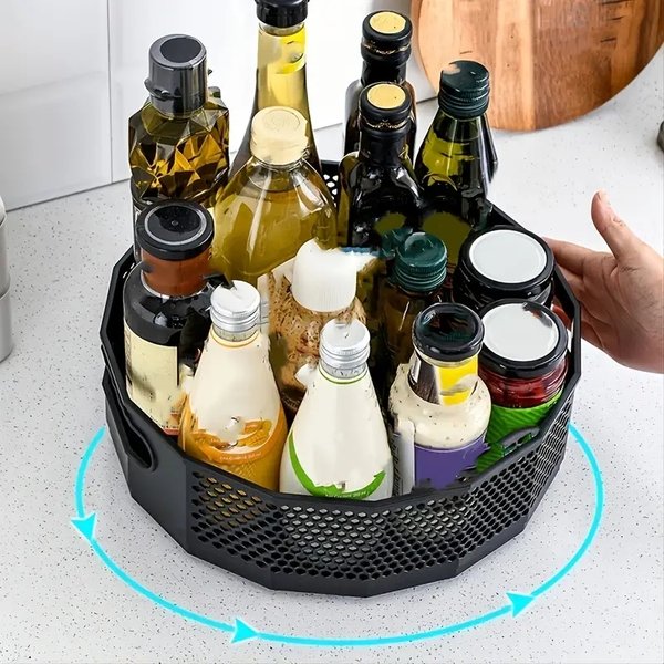 1 Stück360 ° Rotierendes Kunststoff-Lagerregal für Badezimmer, Badezimmer, Küche, Lebensmittel, Öl, Gewürzflasche, Lagerregal, Obsttablett