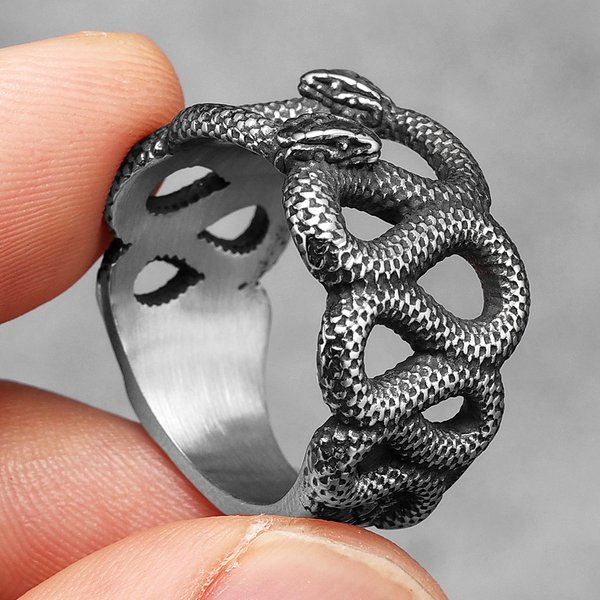 Doppel Schlange Ring 316L Edelstahl Männer Ringe Tier Punk Rock für Männliche Reiter Schmuck Zubehör Kreativität Geschenk Großhandel
