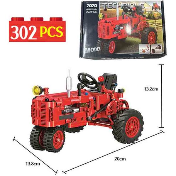 City Classic Old Fashioned Tractor Car Building Block Walking Tractor Truck Brick DIY Toys for Children Boys