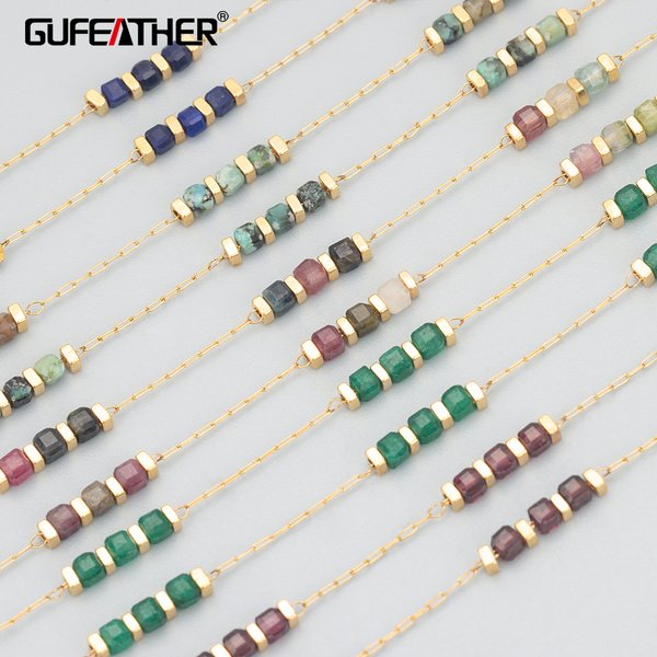 GUFEATHER C366, chaîne, pierre naturelle, acier inoxydable, sans nickel, fabrication de bijoux, breloques, fait à la main, collier de bracelet à bricoler soi-même, 1 m/lot
