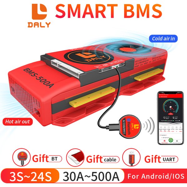 Daly Smart LiFePO4 BMS 12V 24V 36V 48V 30A 60A 80A 100A 120A 150A 200A 250A 300A 400A 3S 4S 7S 8S 10S 12S 13S 15S 16S 20S 24S