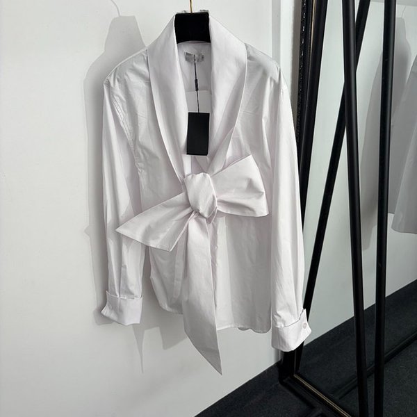 Chemisiers à nœuds blancs d'été pour femmes, design tendance