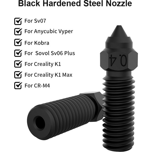 1 Stück für creality k1 Düsen düsen satz aus gehärtetem Stahl 0.3/0.4/0.5/0.6/1.0/1,2mm für die Kreativität k1/k1 max/anycubic vyper/kobra