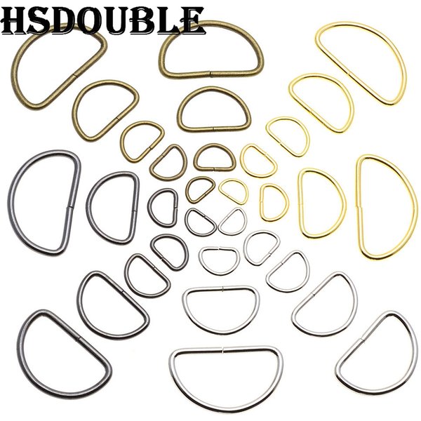 10 pièces/paquet Non soudé nickelé D anneau Semi-anneau ruban fermoir sac à dos boucle de ceinture
