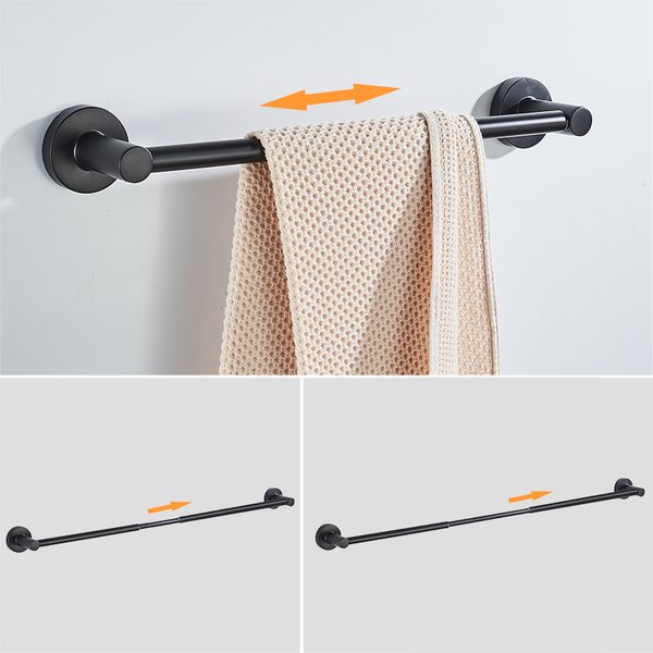 Réglable 48 à 75 cm simple porte-serviettes extensible porte-serviettes de bain HOWall noir serviette T1 EL81024-3