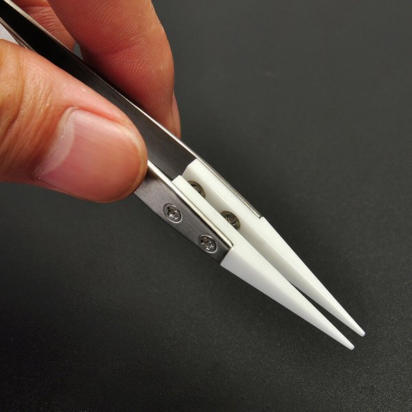 Gerade belegene Keramikpinzette zum Löten von Elektronik mit Edelstahlgriff, schwarze Pinzette, Handwerkzeug, Präzisionspinzette