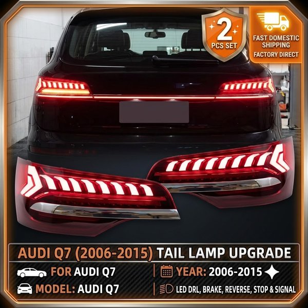2 Stück LED-Rückleuchten für Audi Q7 2006-2015 Rücklampe DRL Brems- und Rückfahrlicht Auto-Styling Rückleuchten-Montage Ersatzteile Außenbeleuchtung Zubehör Hardware
