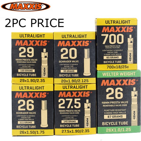 2pc ultraléger MAXXIS chambre à air de vélo toutes tailles 20 26 27.5 29 700C AV FV couteau anti-soufflage vtt vélo de route chambres à air caméra pneu