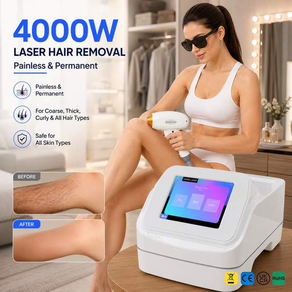 4000W Haarentfernungsgerät 755nm 808nm 1064nm Schmerzlose Entfernung von Grobem, Steifem Haar Schönheitsgerät für Frauen Zuhause CE