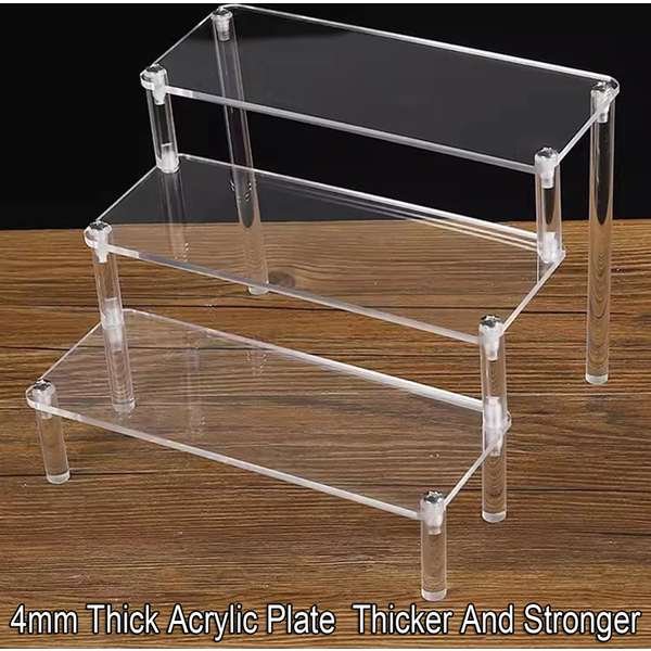 1-4 Tier Acrylic Display Stand Durable Display Rack For Cupcake Perfume Doll Transparent Trapezoidal Blind Box Storage Shelf