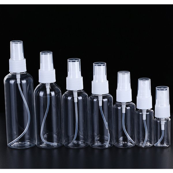 50pcs 100ml 50ml 30ml 20ml Pump Spray Bottle Transparent Sprayer Plastic Atomizer Alcohol Dispenser Portable Cosmetic Container