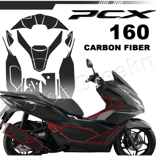 Für pcx motorrad kohle faser/gummi kraftstoff aufkleber roller tanks chutz abdeckung aufkleber access ori wasserdicht